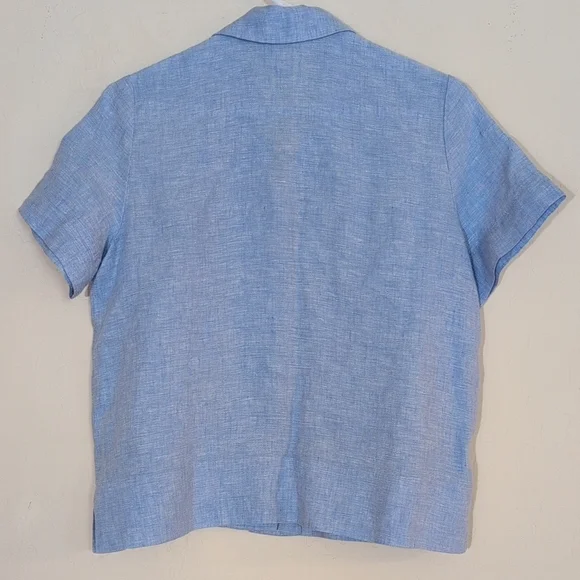 Everlane The Notch Shirt in Linen Light Blue Button Up Short Sleeve Boxy Top -XS - Picture 5 of 8